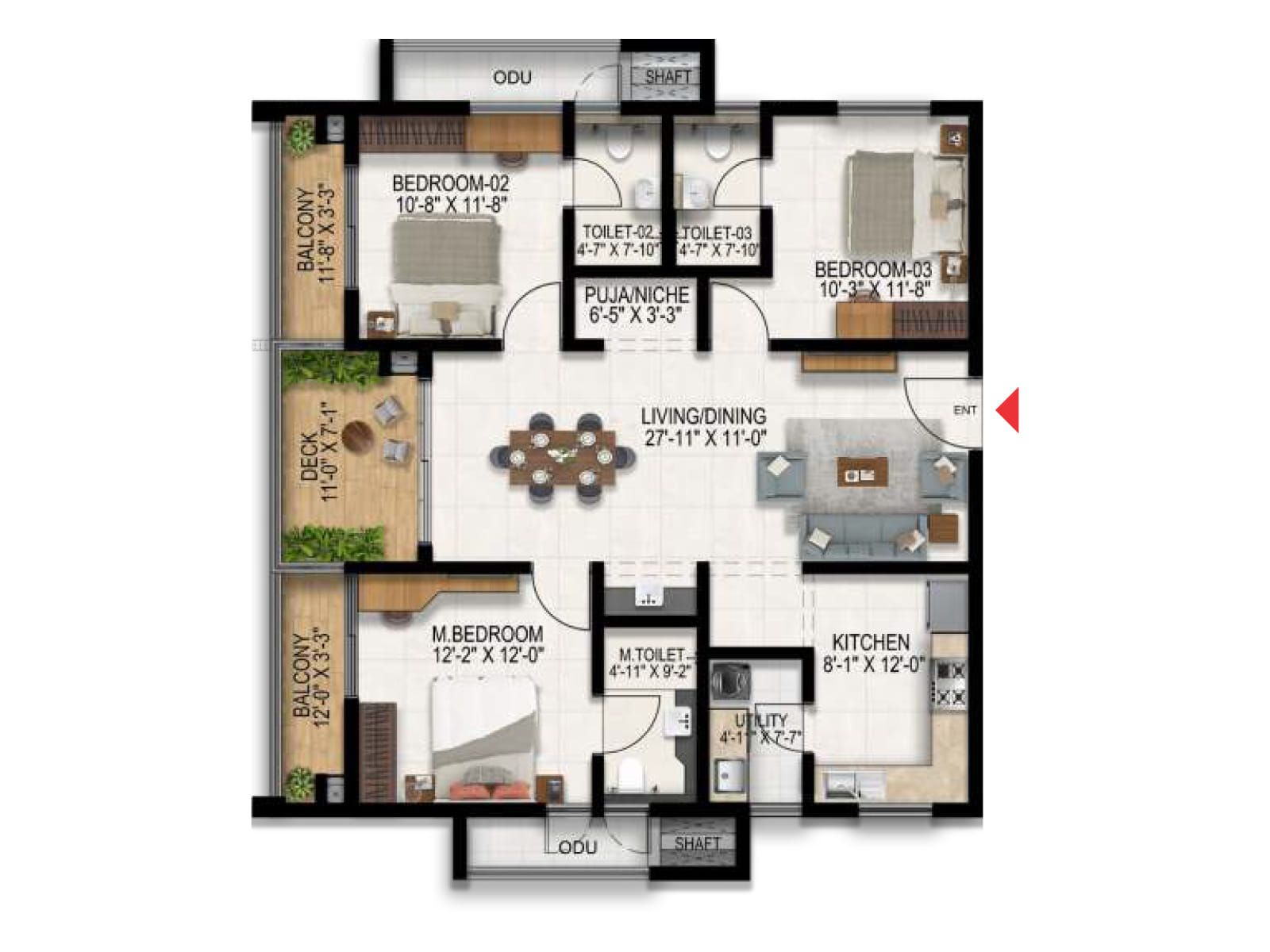 3 BHK Floor Plan
